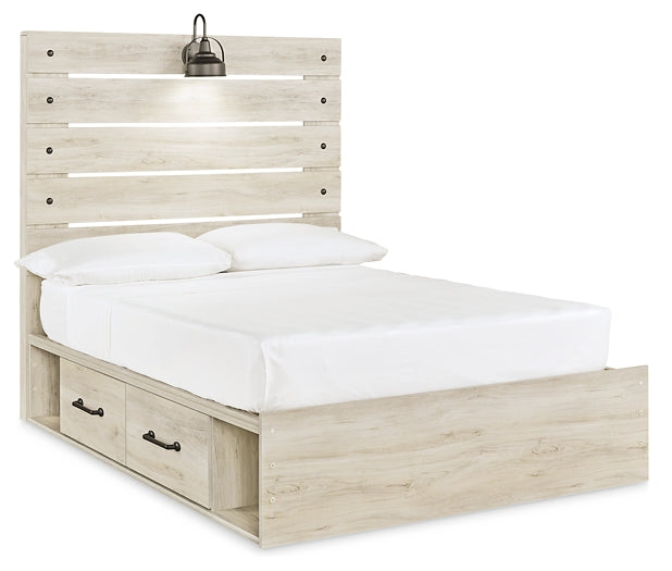 Cambeck  Panel Bed With 2 Storage Drawers With Mirrored Dresser, Chest And 2 Nightstands