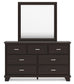 Covetown Full Panel Bed with Mirrored Dresser, Chest and 2 Nightstands