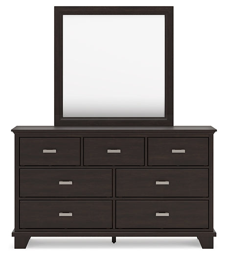 Covetown Full Panel Bed with Mirrored Dresser