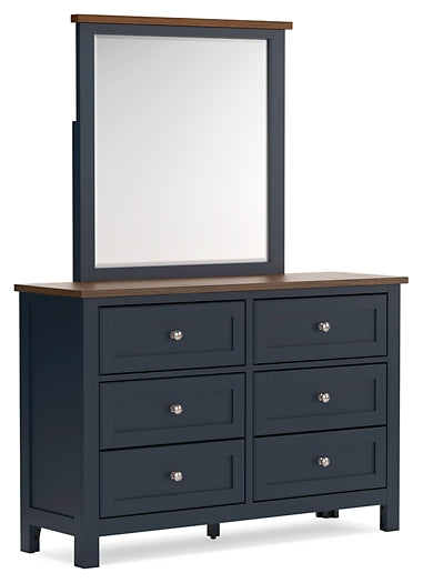 Landocken Twin Panel Bed with Mirrored Dresser, Chest and Nightstand