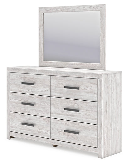 Cayboni Twin Panel Bed with Mirrored Dresser and Nightstand