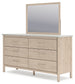 Cadmori Queen Upholstered Panel Bed with Mirrored Dresser and Nightstand