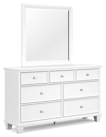 Fortman Twin Panel Bed with Mirrored Dresser