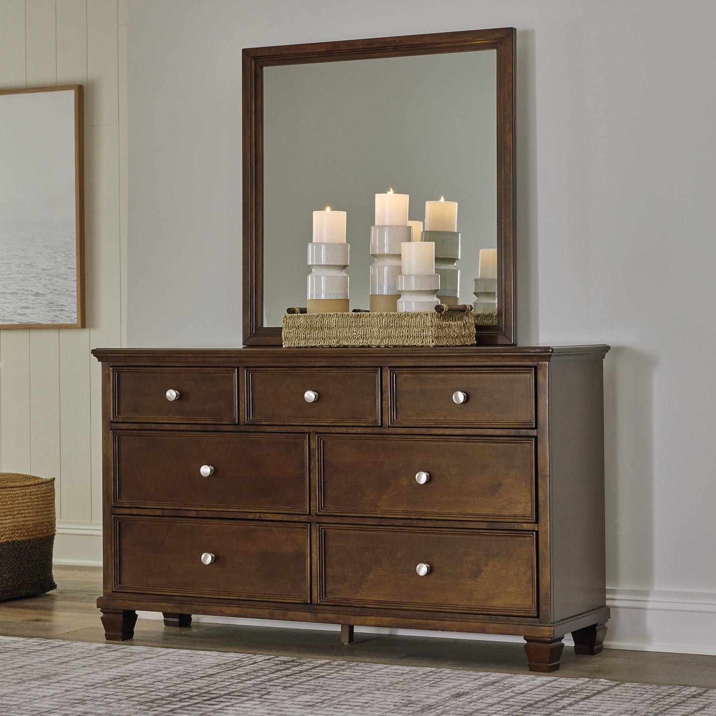 Danabrin Twin Panel Bed with Mirrored Dresser