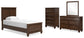 Danabrin Twin Panel Bed with Mirrored Dresser and Chest