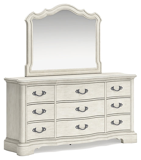 Arlendyne King Upholstered Bed with Mirrored Dresser and Chest